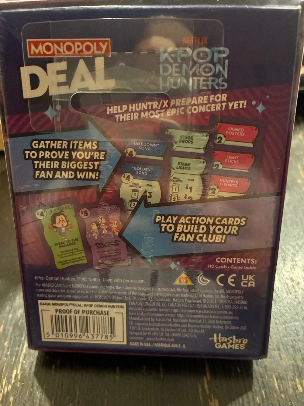 Hasbro Monopoly Deal Netflix K-Pop Demon Hunters Card Game - Blue Purple